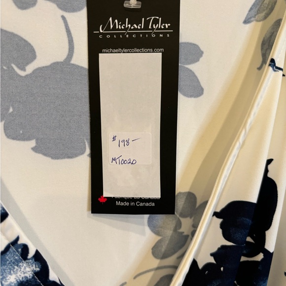 MICHAEL TAYLOR WHITE AND BLUE FLORAL TOP - Picture 8 of 8